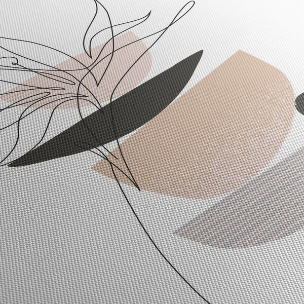 Obraz - Line art kvety N⁰1 (s hodinami) (90x30 cm)