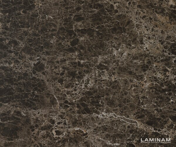 DELIFE Konferenčný stolík Edge oválny 140x80 cm keramika Laminam® Emperador Extra Lucidato tmavohnedá Vibany nerezová oceľ kefovaná