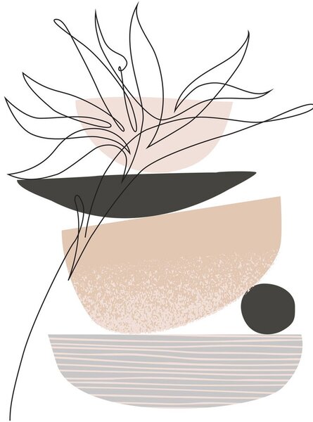 Obraz - Line art kvety N⁰1 (70x50 cm)