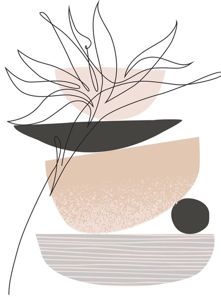 Sklenený obraz - Line art kvety N⁰1 (70x50 cm)