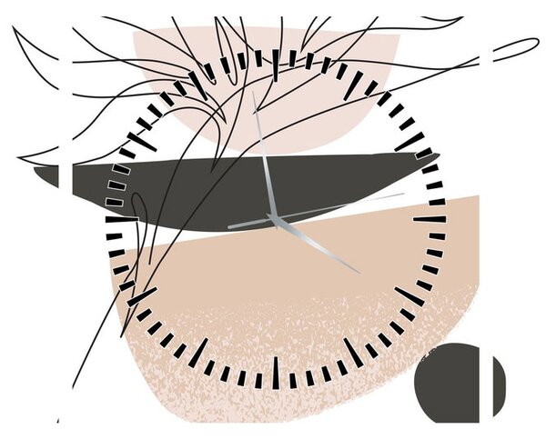 Obraz - Line art kvety N⁰1 (s hodinami) (90x30 cm)