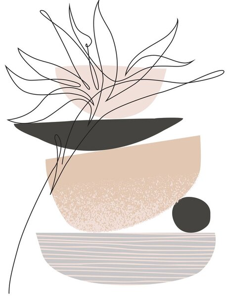 Obraz - Line art kvety N⁰1 (90x60 cm)