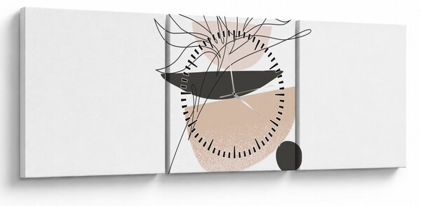 Obraz - Line art kvety N⁰1 (s hodinami) (90x30 cm)