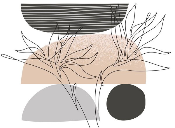 Obraz - Line art kvety N⁰2 (120x50 cm)