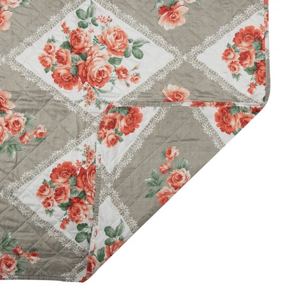 Šedý prehoz na dvojlôžko s kvetinovým motívom Flowery - 240*260 cm - Clayre & Eef