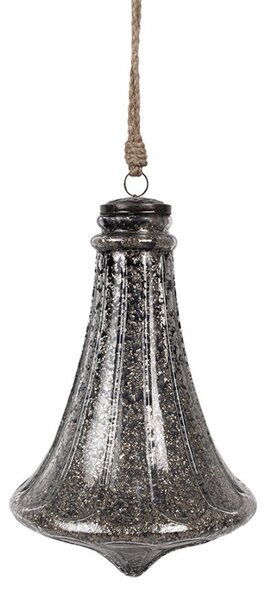 Striebornočierna sklenená vianočná ozdoba v tvare zvončeka - 21*31 cm 21,00 cm - Clayre & Eef