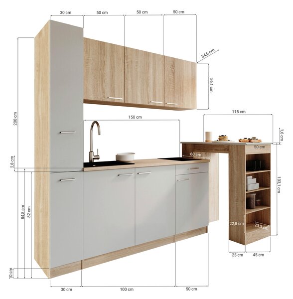 KUCHYNSKÝ BLOK 180 cm Respekta - Online Only kuchyne, Online Only