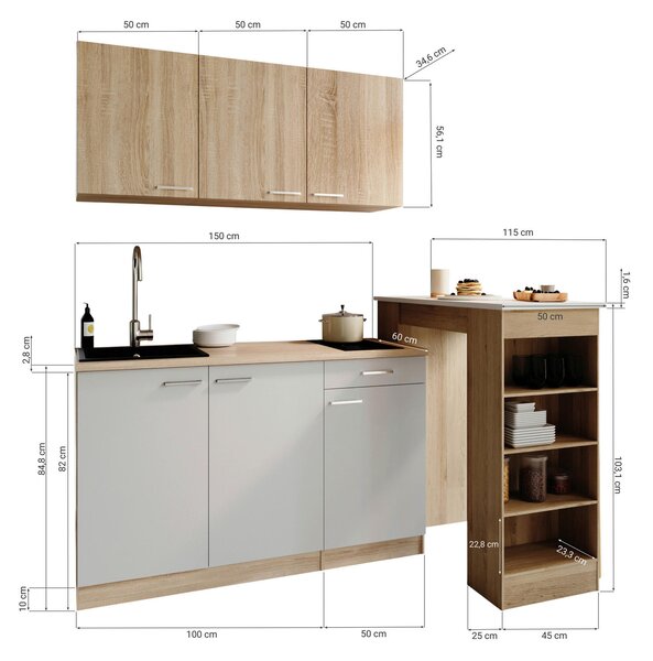 MINIKUCHYŇA 150 cm Respekta - Online Only kuchyne, Online Only