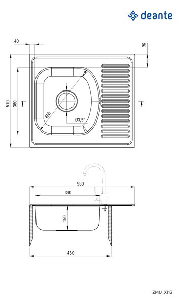 Deante Drez Techno s odkvapkávačom, nerez - ZMU 0113