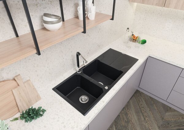 Deante Drez Andante Flush 2 komory + odkvapkávač , granit - ZQN G213 grafit metalic