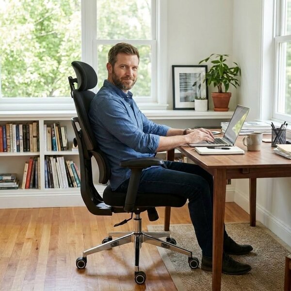 Kancelárska ergonomická stolička Neoseat ROBIN — čierna, nosnosť 150 kg