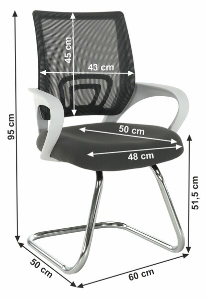 KONDELA Zasadacia stolička, sivá/biela, SANAZ TYP 3