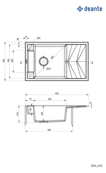 Deante Drez Magnetic s odkvapkávačom, granit - ZRM G113 grafit metalic