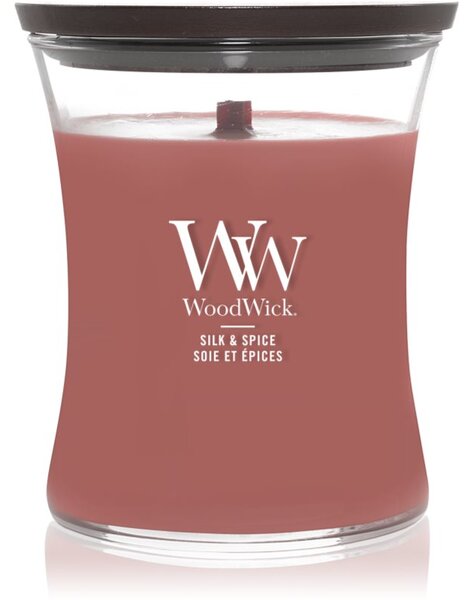 Woodwick Silk & Spice vonná sviečka s dreveným knotom 275 g