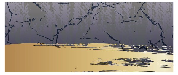 Obraz - Modrá a zlatá abstrakcia N⁰1 (120x50 cm)