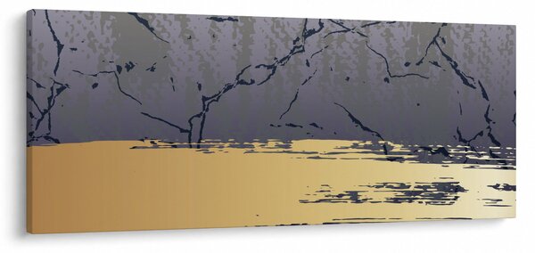 Obraz - Modrá a zlatá abstrakcia N⁰1 (120x50 cm)