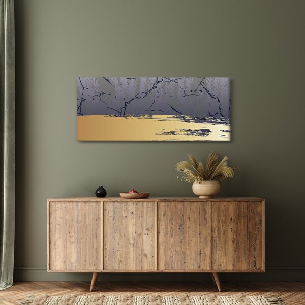 Obraz - Modrá a zlatá abstrakcia N⁰1 (120x50 cm)