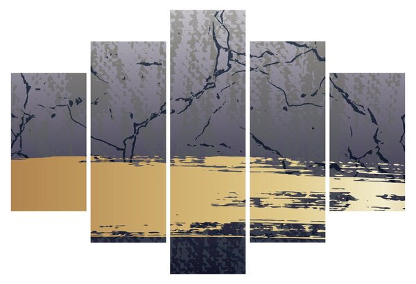Obraz - Modrá a zlatá abstrakcia N⁰1 (150x105 cm)