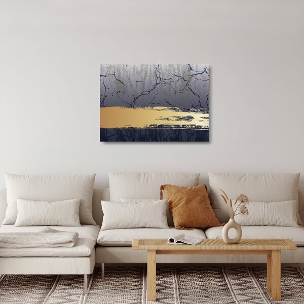 Sklenený obraz - Modrá a zlatá abstrakcia N⁰1 (70x50 cm)
