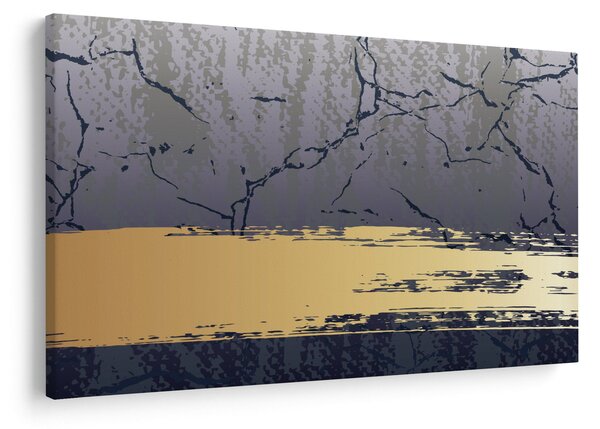 Obraz - Modrá a zlatá abstrakcia N⁰1 (90x60 cm)