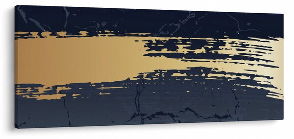 Obraz - Modrá a zlatá abstrakcia N⁰2 (120x50 cm)