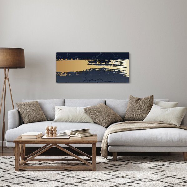 Obraz - Modrá a zlatá abstrakcia N⁰2 (120x50 cm)