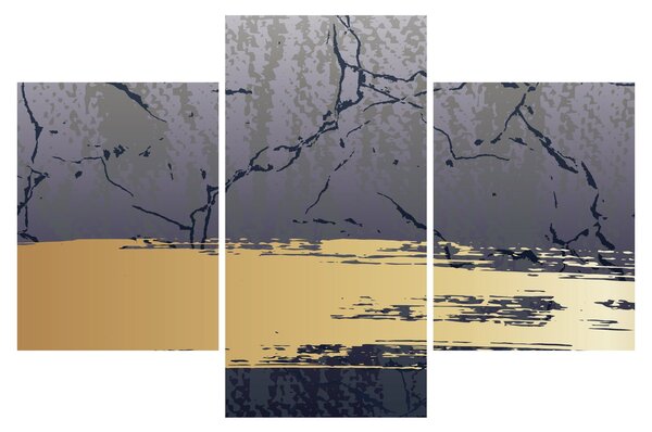 Obraz - Modrá a zlatá abstrakcia N⁰1 (90x60 cm)