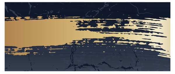 Obraz - Modrá a zlatá abstrakcia N⁰2 (120x50 cm)