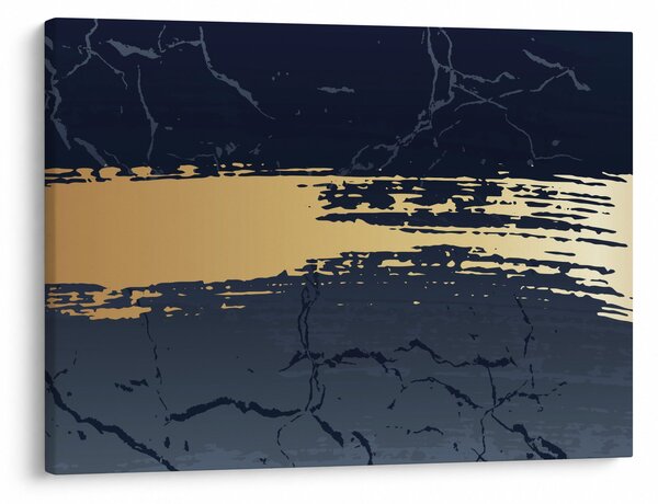 Obraz - Modrá a zlatá abstrakcia N⁰2 (70x50 cm)