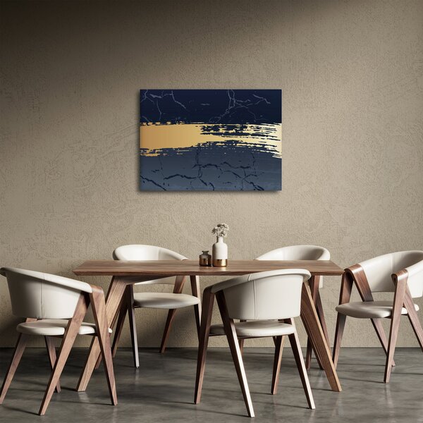 Obraz - Modrá a zlatá abstrakcia N⁰2 (70x50 cm)