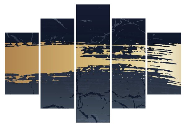 Obraz - Modrá a zlatá abstrakcia N⁰2 (150x105 cm)