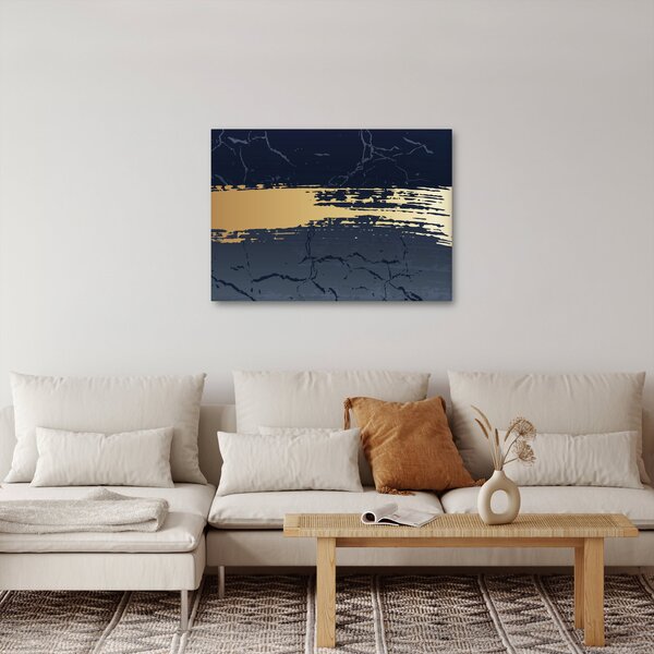 Obraz - Modrá a zlatá abstrakcia N⁰2 (70x50 cm)