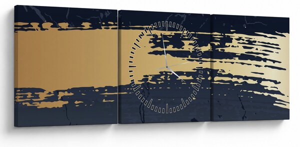 Obraz - Modrá a zlatá abstrakcia N⁰2 (s hodinami) (90x30 cm)