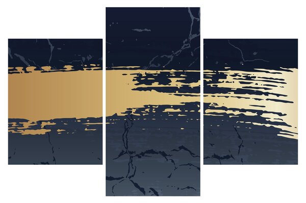 Obraz - Modrá a zlatá abstrakcia N⁰2 (90x60 cm)