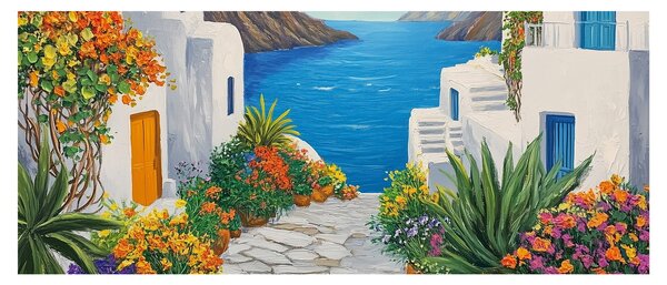 Obraz - Grécka ulička (120x50 cm)