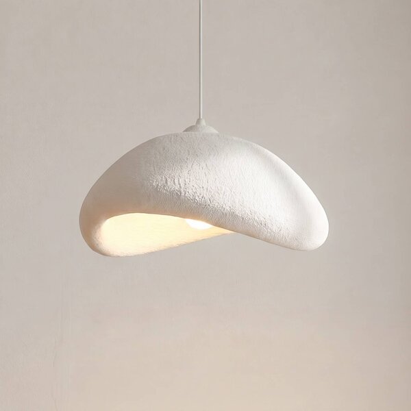 Opviq Závesné svietidlo LUNA, biele, 52 x 40 cm, sklolaminát, E27, Biela / opálová, Obývacia izba / jedáleň, Plast, Moderný, Závesné svietidlo