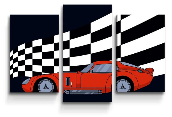 Sablio Obraz - 3-dílný Pretekárske auto - 75x50 cm