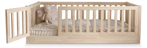 Detská posteľ so zábranou Cloudy Nest I 100x200 - prírodná ľavá