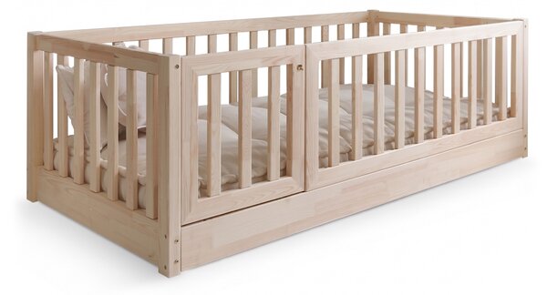 Detská posteľ so zábranou Cloudy Nest I 100x200 - prírodná ľavá