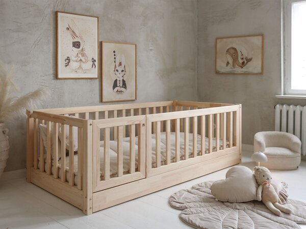 Detská posteľ so zábranou Cloudy Nest I 100x200 - prírodná ľavá
