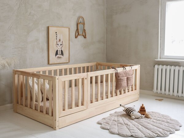 Detská posteľ so zábranou Cloudy Nest I 100x200 - prírodná ľavá