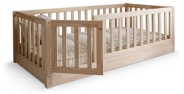 Detská posteľ so zábranou Cloudy Nest I 100x200 - prírodná ľavá