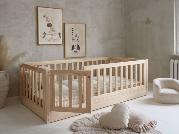 Detská posteľ so zábranou Cloudy Nest I 100x200 - prírodná ľavá
