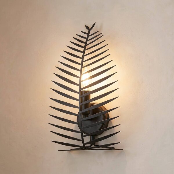 Opviq Nástenné svetlo LEAF, čierna, výška 30 cm, kov, E14, Čierna, Obývacia izba / jedáleň, kov, Moderný