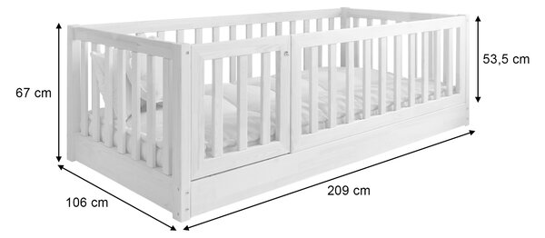 Detská posteľ so zábranou Cloudy Nest I 100x200 - prírodná pravá
