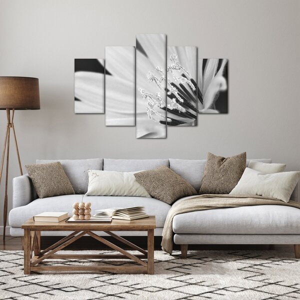 Obraz - Čiernobiely kvet (150x105 cm)