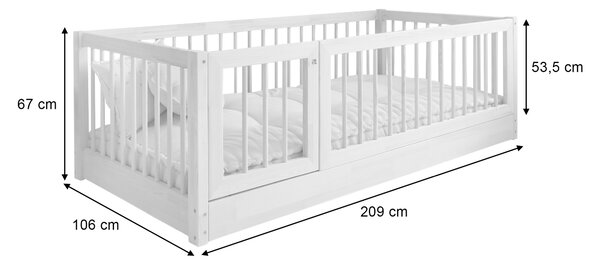Detská posteľ so zábranou Cloudy Nest II 100x200 - prírodná pravá
