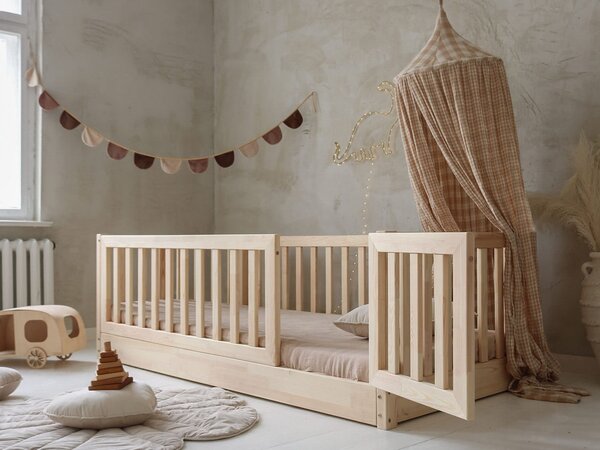 Detská posteľ so zábranou Cloudy Nest I 100x200 - prírodná pravá