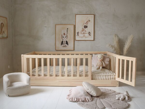 Detská posteľ so zábranou Cloudy Nest I 100x200 - prírodná pravá