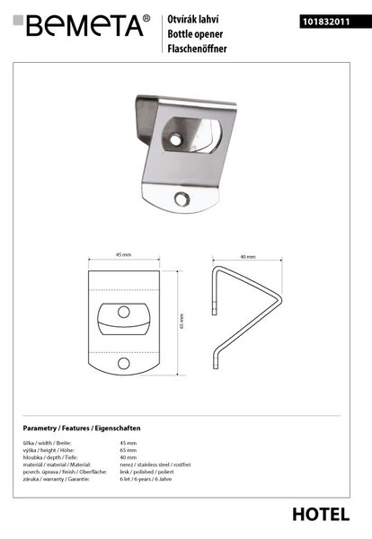 Bemeta Design Otvárač fliaš - 101832011